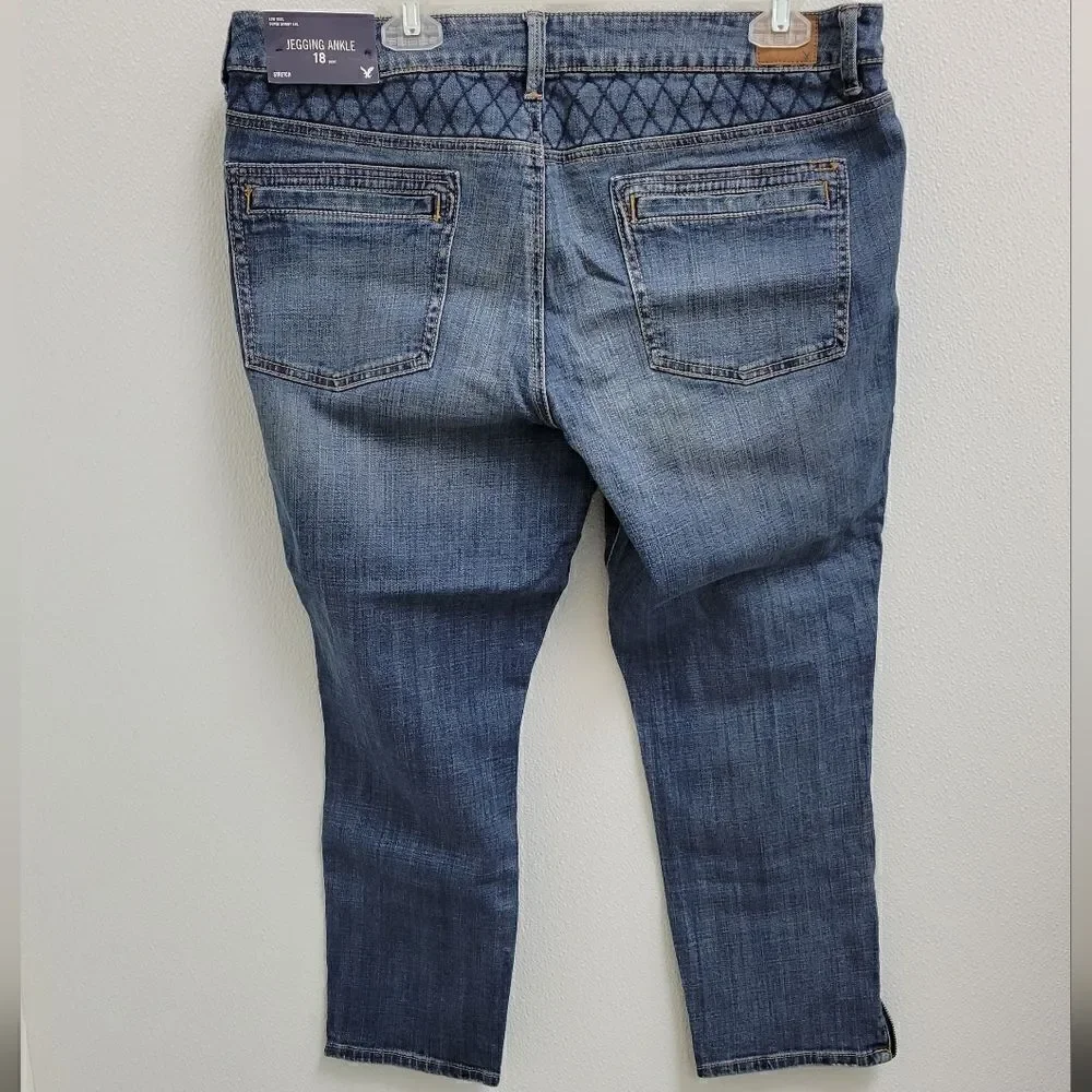 American Eagle Womens Low Rise Skinny Jeans Jegging Ankle  Zippers  18 S NWT